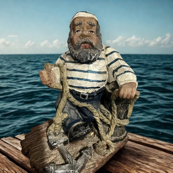 Vintage Nautical Sailor Bookends Resin Maritime Decor Captain & Anchor Set of 2 - Picture 3 of 4